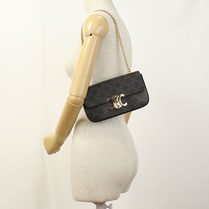 Celine Chain Triomphe Canvas Shoulder Bag — view 6