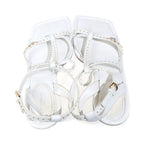 Louis Vuitton Icon Logo Studded Square Toe Sandals Shoes White — view 4