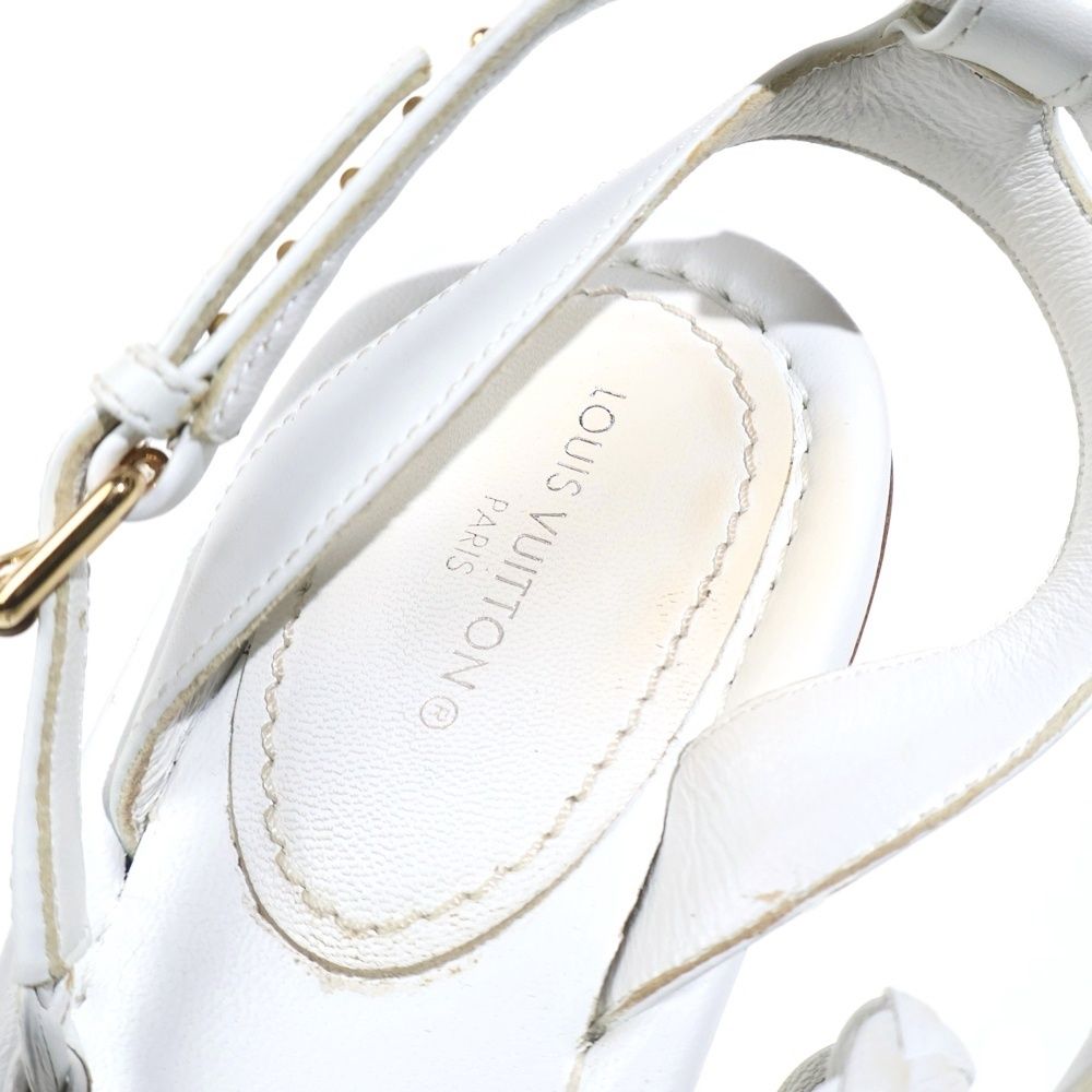 Louis Vuitton Icon Logo Studded Square Toe Sandals Shoes White — view 6
