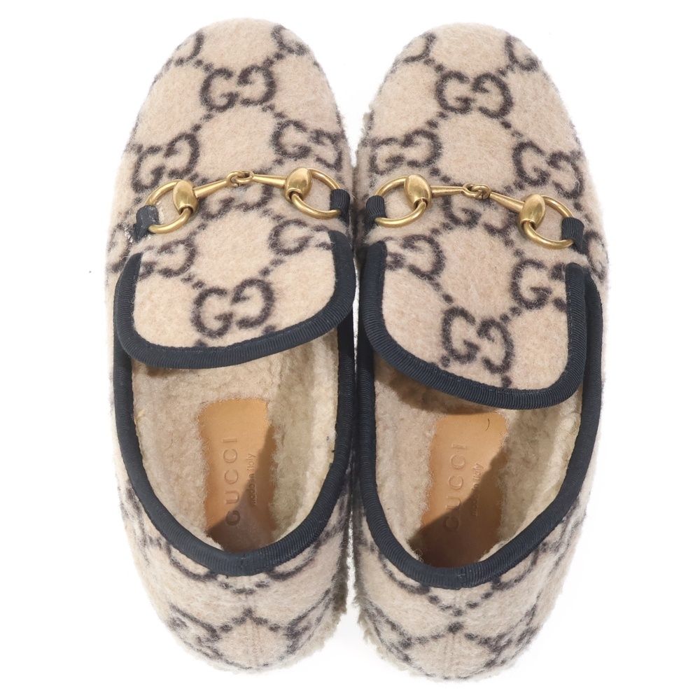 Gucci GG Shearling Horsebit Low Cut Shoes Slip on Beige — view 4
