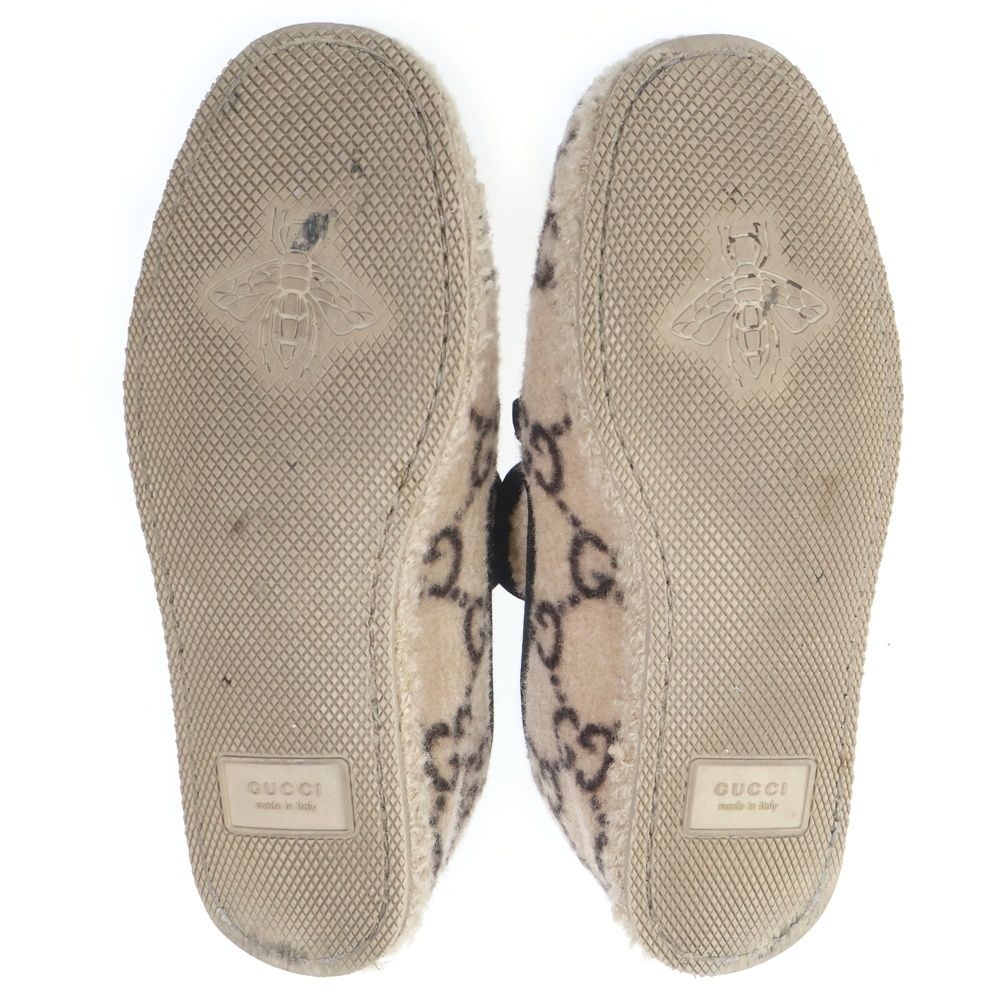 Gucci GG Shearling Horsebit Low Cut Shoes Slip on Beige — view 5