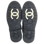 Chanel Snow Boot CC Logo Shearling Nylon Boots High Cut Shoes Navy — view 5