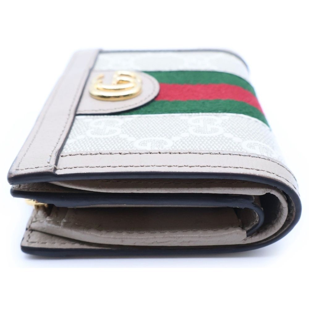 Gucci Ophidia GG Supreme Card Case Compact Wallet Bifold Canvas Beige — view 3