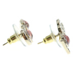 Chanel CC Logo Strass Rhinestone Earrings Gold Pink — view 4