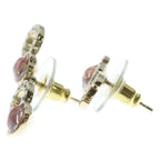 Chanel CC Logo Strass Rhinestone Earrings Gold Pink — view 3