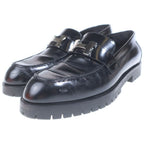 Hermes Moccasins Faubourg Logo Leather Loafers Black — view 2