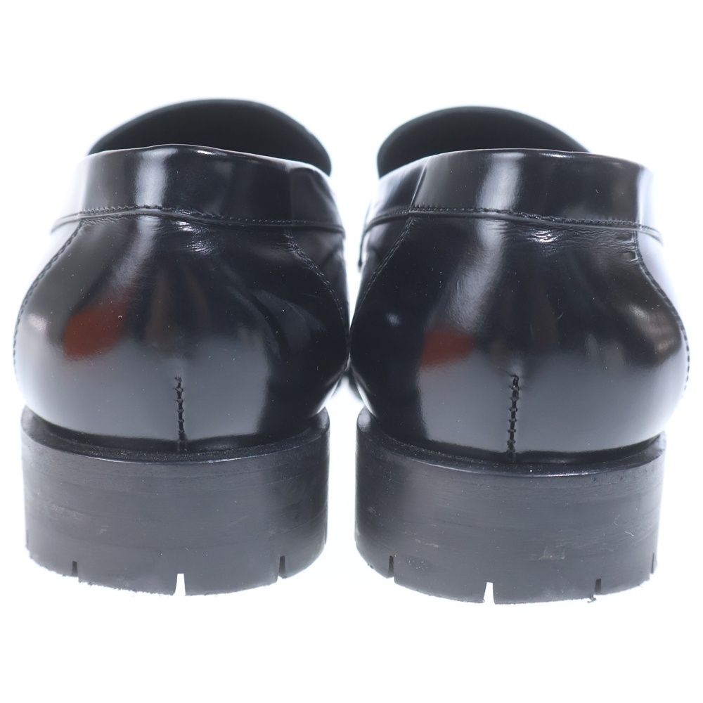 Hermes Moccasins Faubourg Logo Leather Loafers Black — view 3