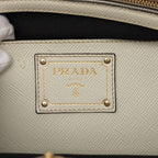 Prada Shoulder Tote Handbag 2-Way Black White Canvas Saffiano Leather — view 5
