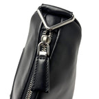 Prada Mini Shoulder Bag Triangle Embossed Logo Black Silver Leather Calfskin — view 8