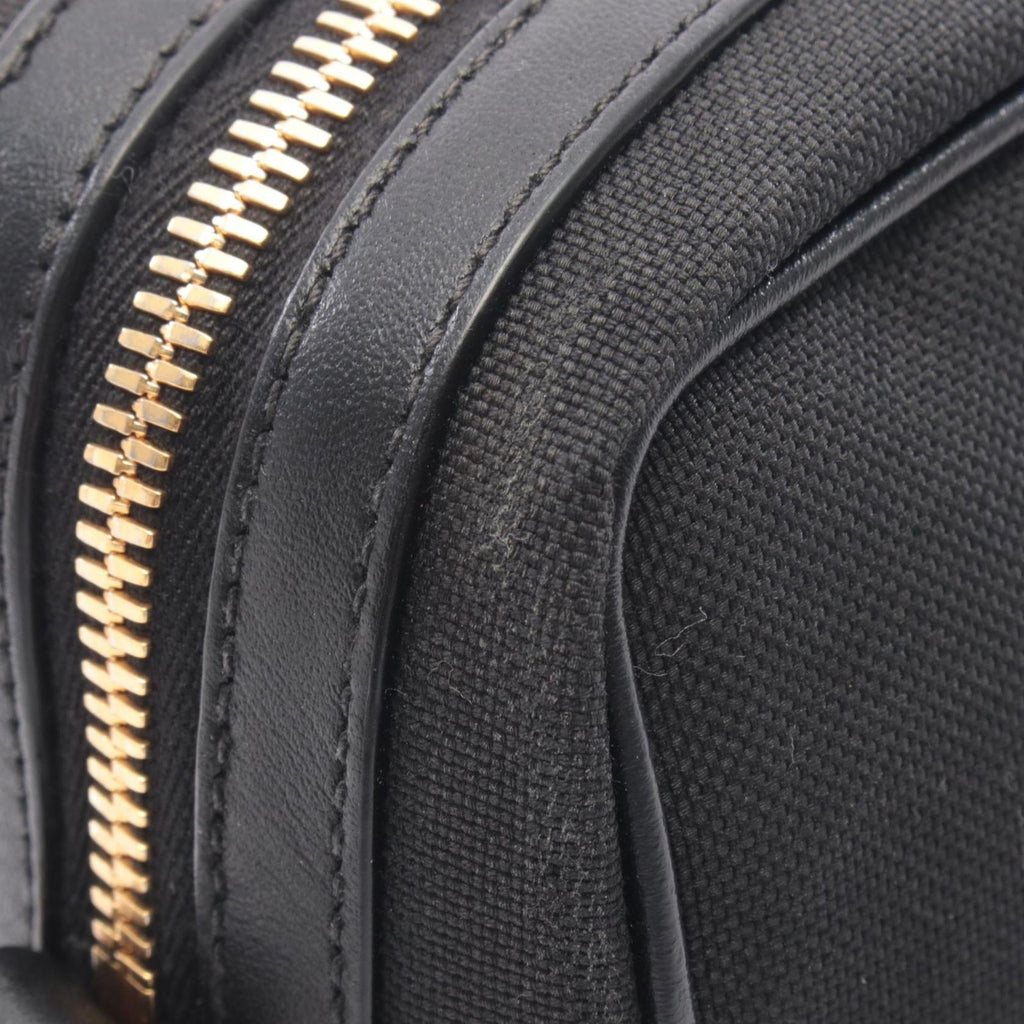 Prada Shoulder Bag Logo Jacquard Black Canvas Leather Ribbon — view 6