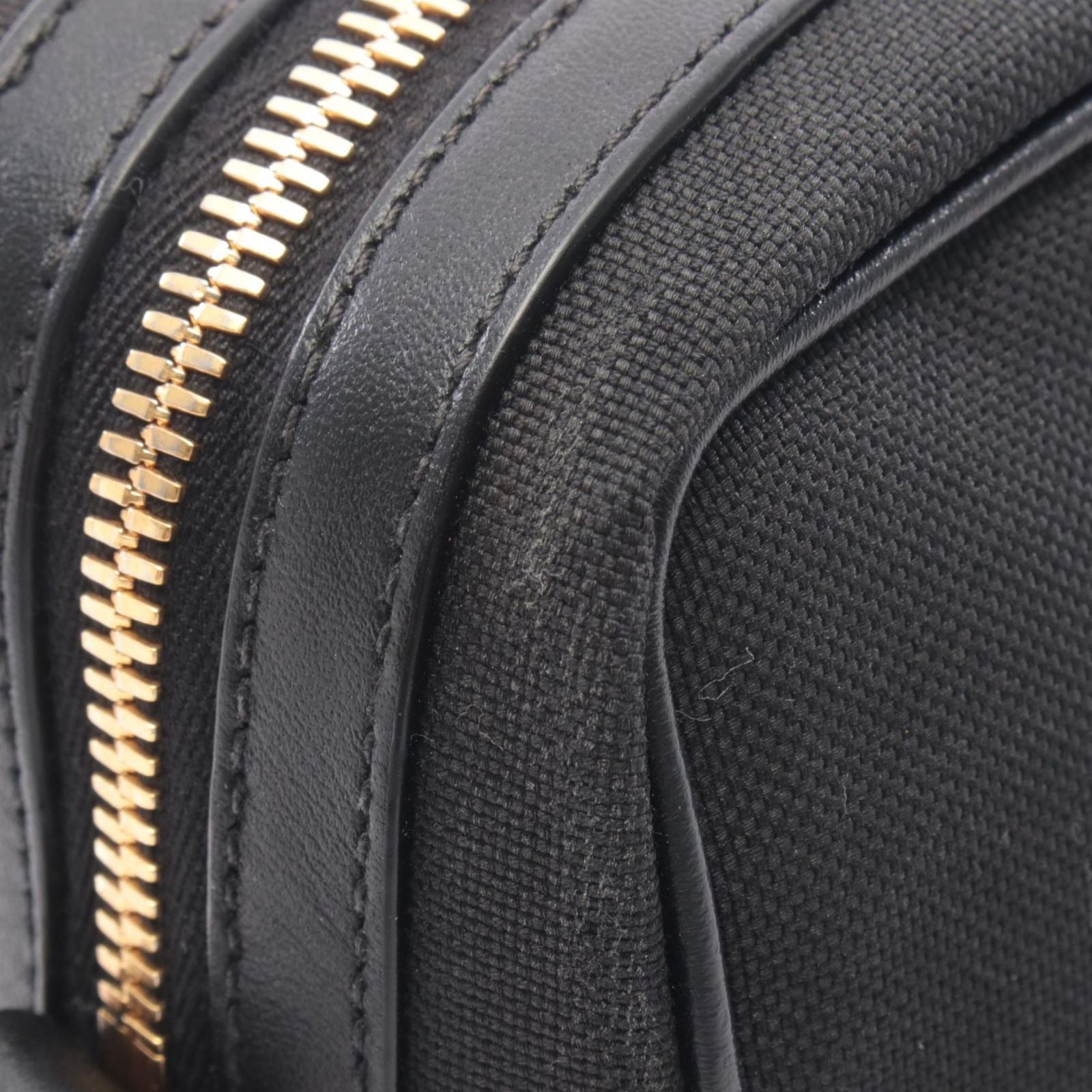 Prada Shoulder Bag Logo Jacquard Black Canvas Leather Ribbon — view 6