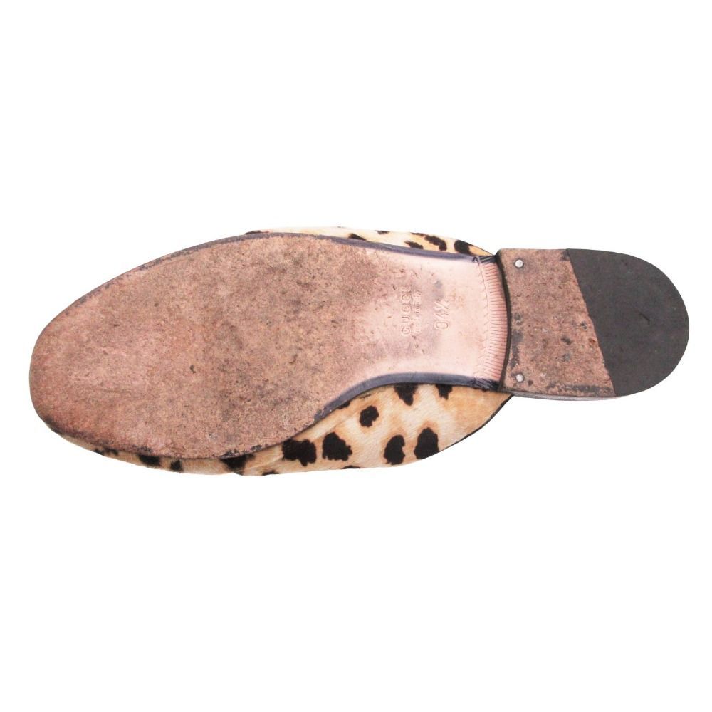 Gucci Horsebit Calf Hair Leopard Pattern Mule Sandals Shoes White 34.5 — view 5