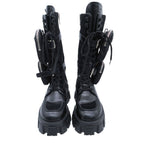 Prada Monolith Long Boots Leather Nylon Triangle Plate Logo Shoes Pouch — view 4