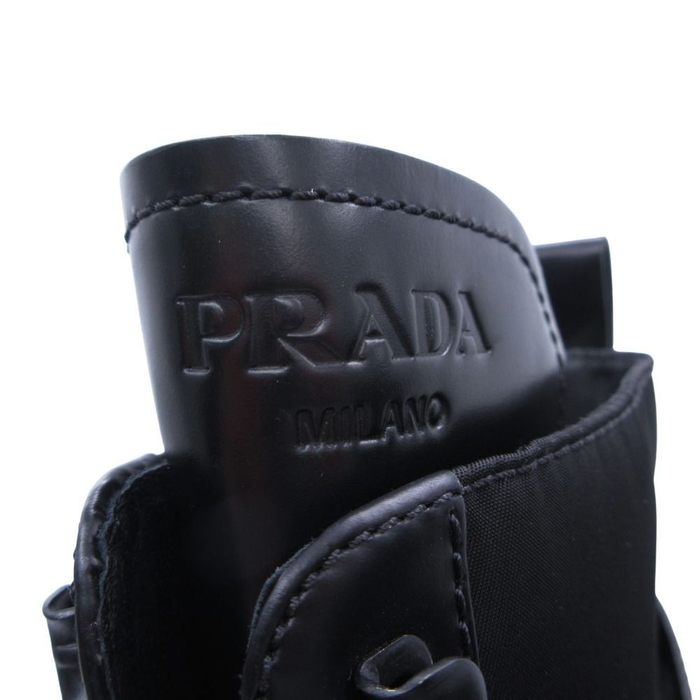 Prada Monolith Long Boots Leather Nylon Triangle Plate Logo Shoes Pouch — view 7