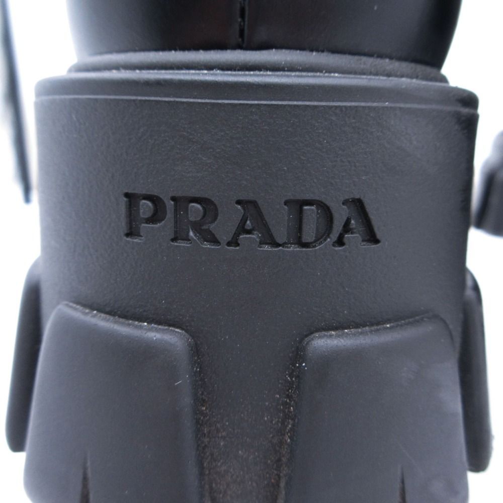 Prada Monolith Long Boots Leather Nylon Triangle Plate Logo Shoes Pouch — view 6