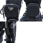Prada Monolith Long Boots Leather Nylon Triangle Plate Logo Shoes Pouch — view 8