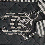 Chanel CC Filigree Chain Shoulder Bag Black White — view 5
