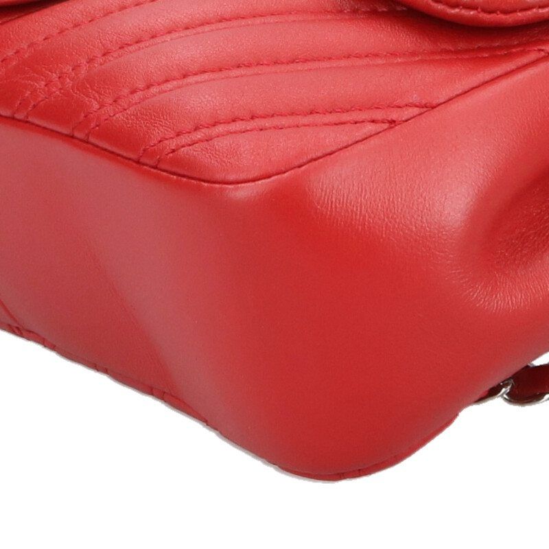 Chanel Chevron Lambskin Chain Shoulder Bag Red — view 4