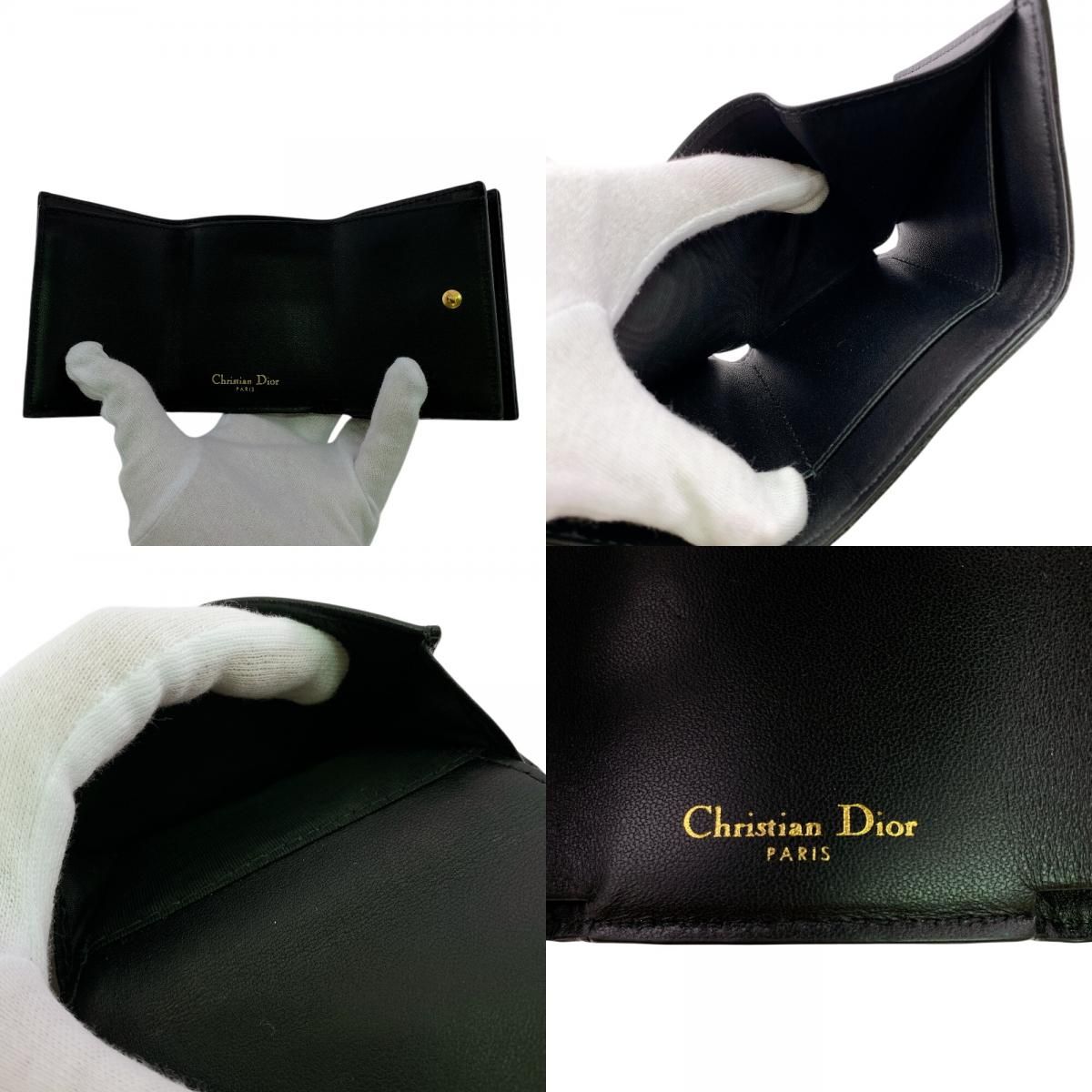 Dior Compact Wallet Lotus Lambskin Trifold Handbag — view 8
