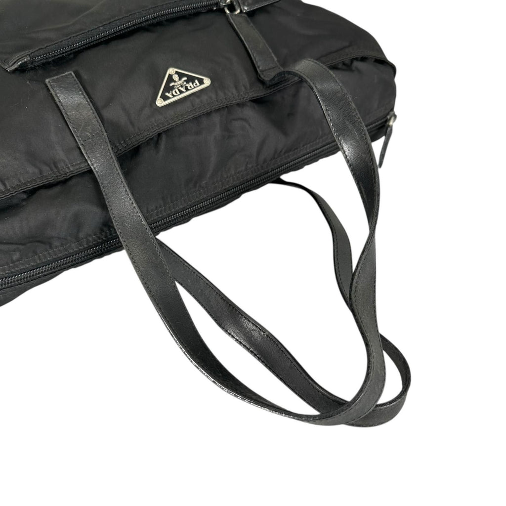 Prada Triangle Logo Tote Bag Nylon Black — view 5
