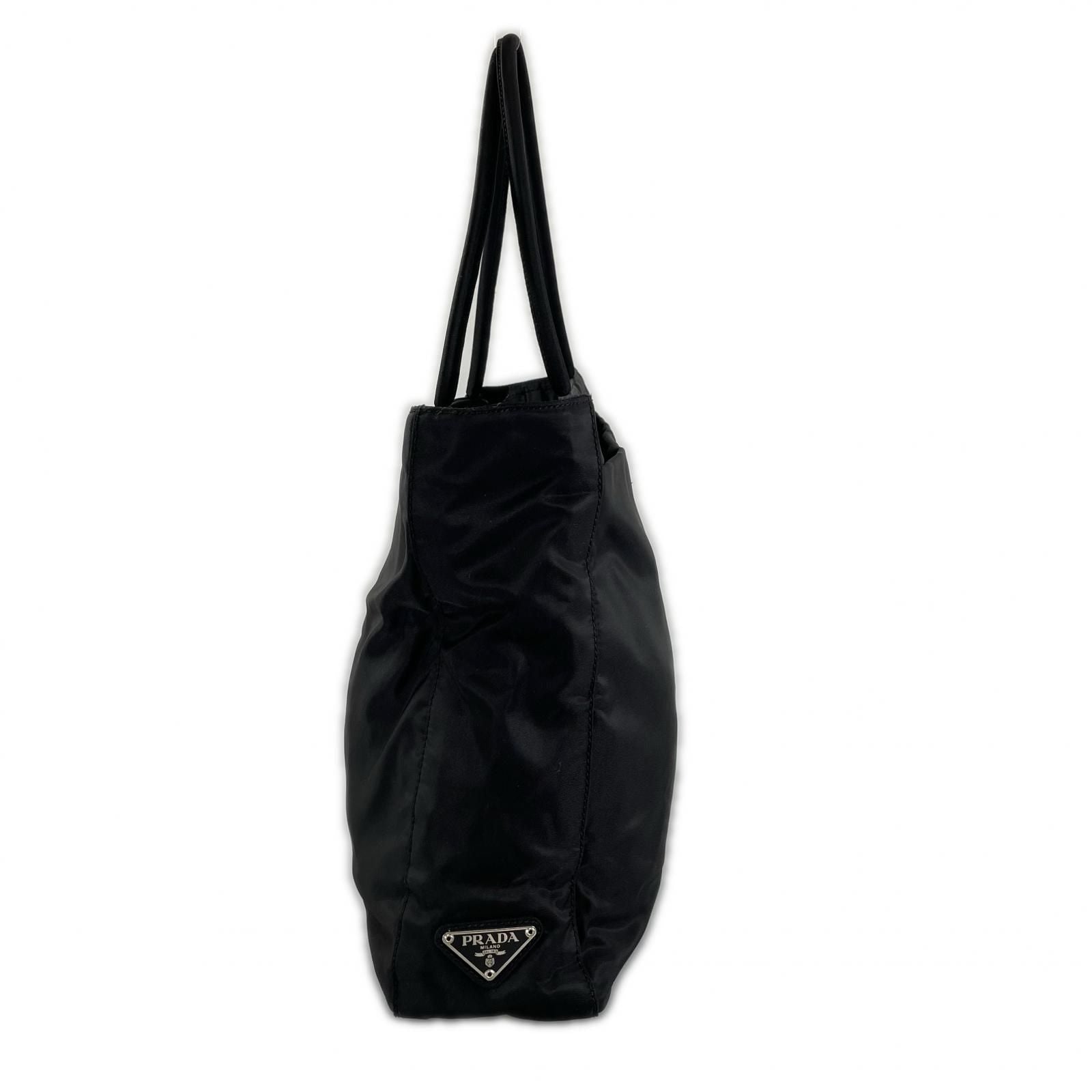 Prada Triangle Logo Tote Bag Nylon Black — view 2