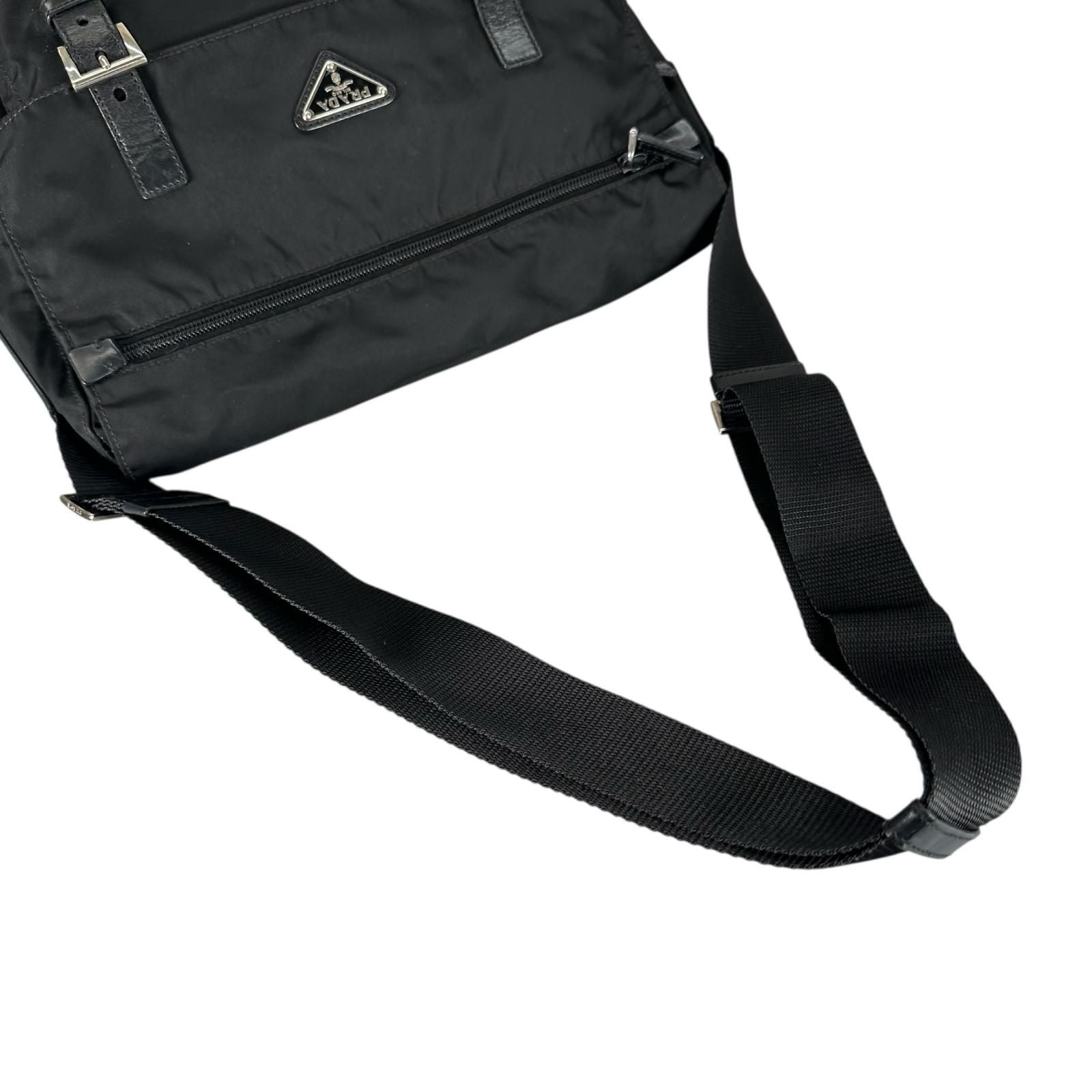 Prada Triangle Logo Messenger Bag Nylon Black — view 5