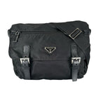 Prada Triangle Logo Messenger Bag Nylon Black