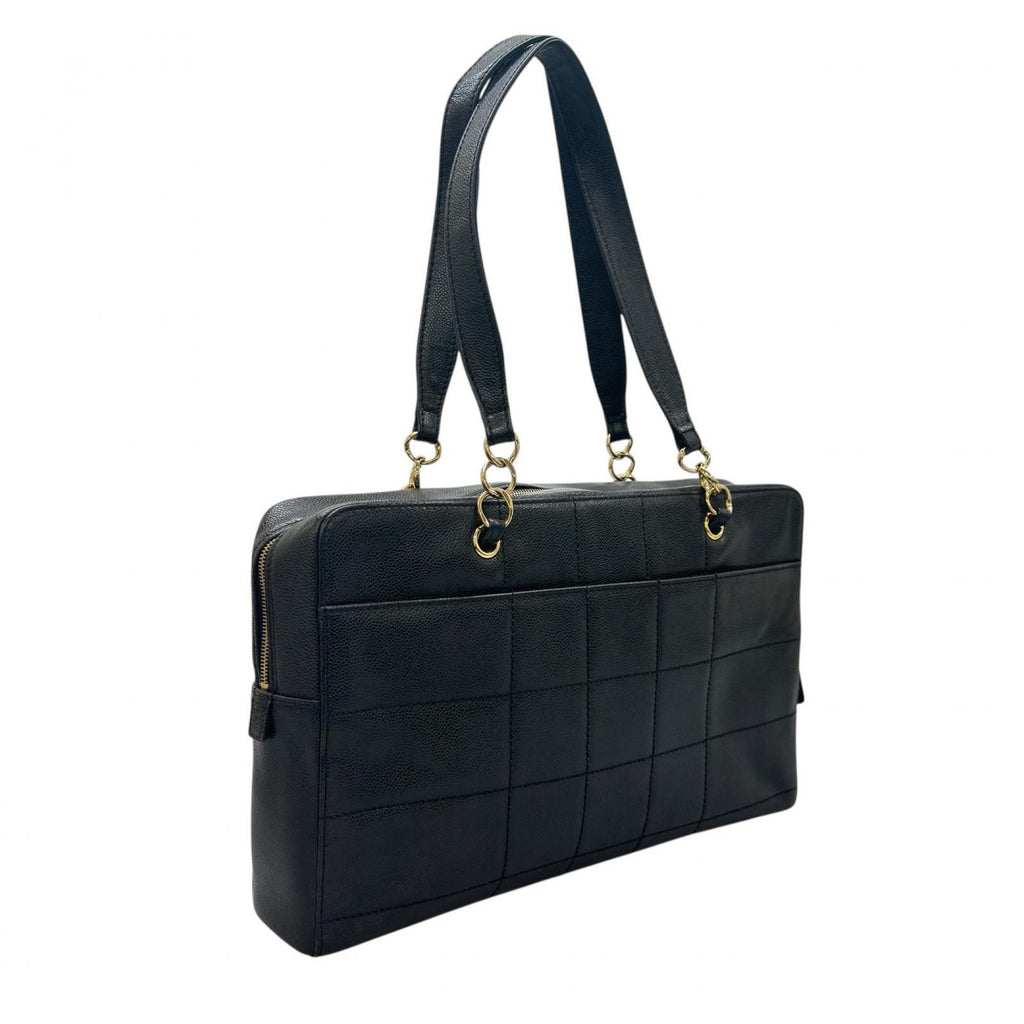 Chanel Choco Bar Tote Bag Leather Black — view 3
