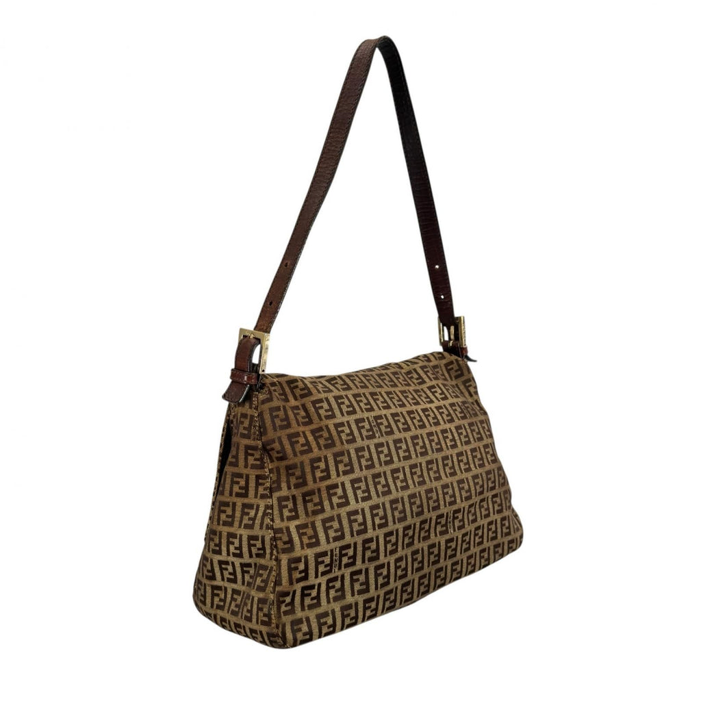 Fendi Mamma Baguette Zucchino Shoulder Bag Canvas Brown I'm Just — view 3