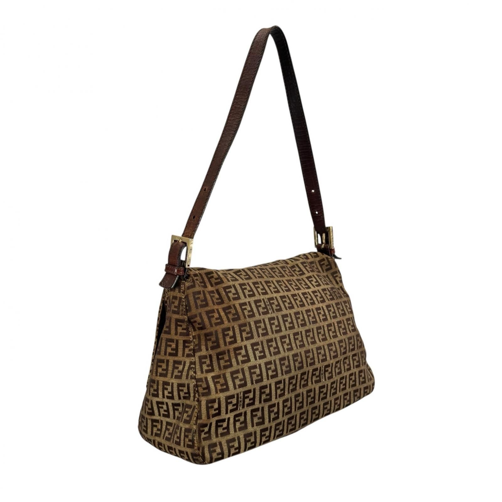 Fendi Mamma Baguette Zucchino Shoulder Bag Canvas Brown I'm Just — view 3