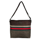 Gucci Diamante Sherry Line Shoulder Bag Nylon Brown