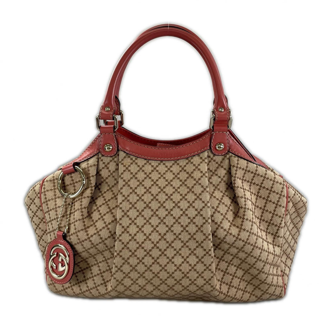 Gucci Diamante Handbag Canvas Leather Pink