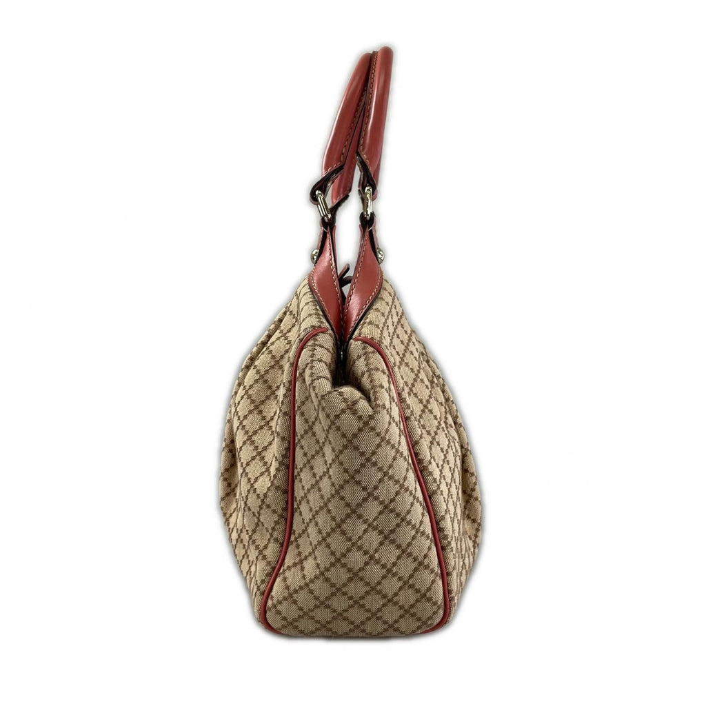 Gucci Diamante Handbag Canvas Leather Pink — view 2