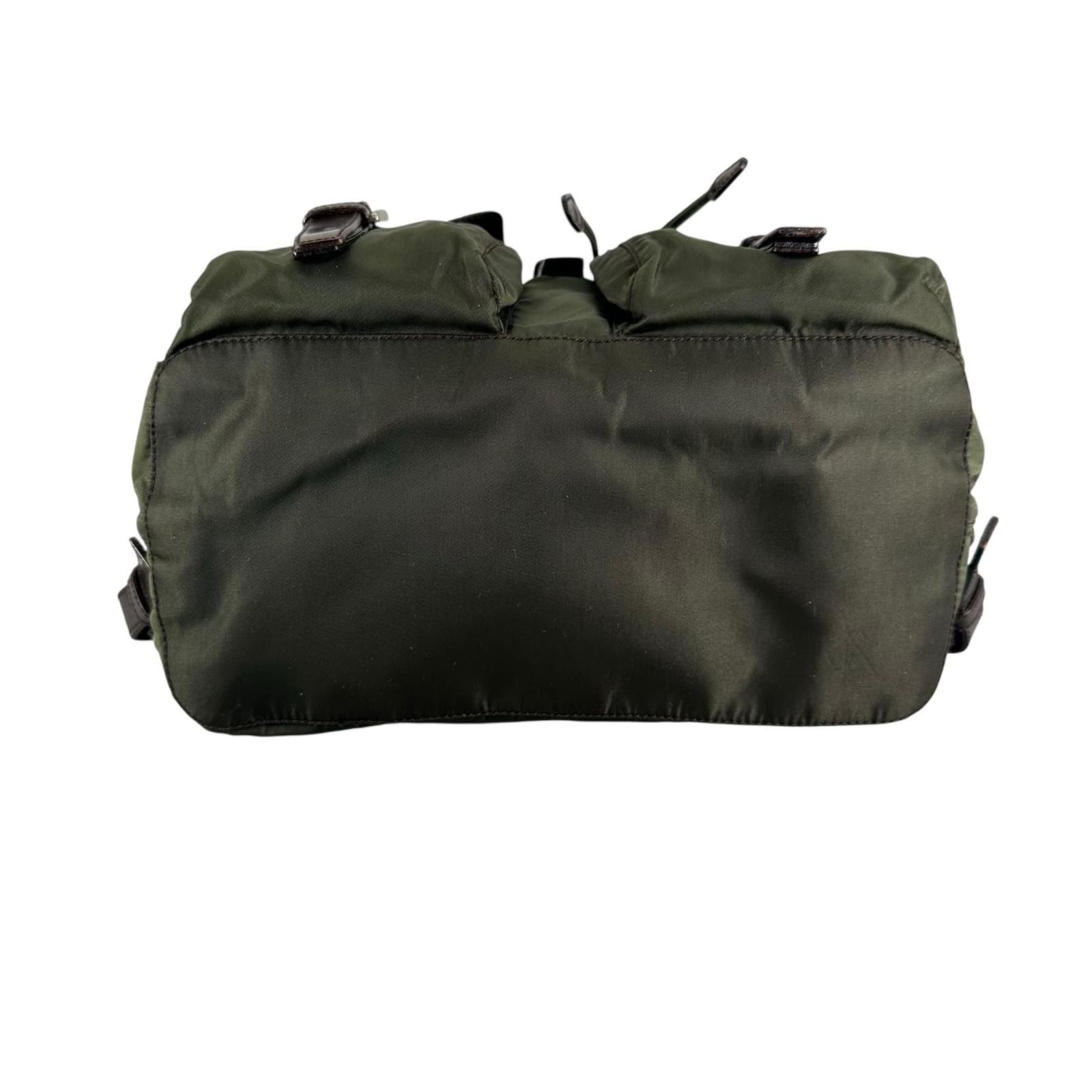 Prada Triangle Logo Backpack Nylon Khaki — view 4