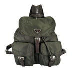 Prada Triangle Logo Backpack Nylon Khaki