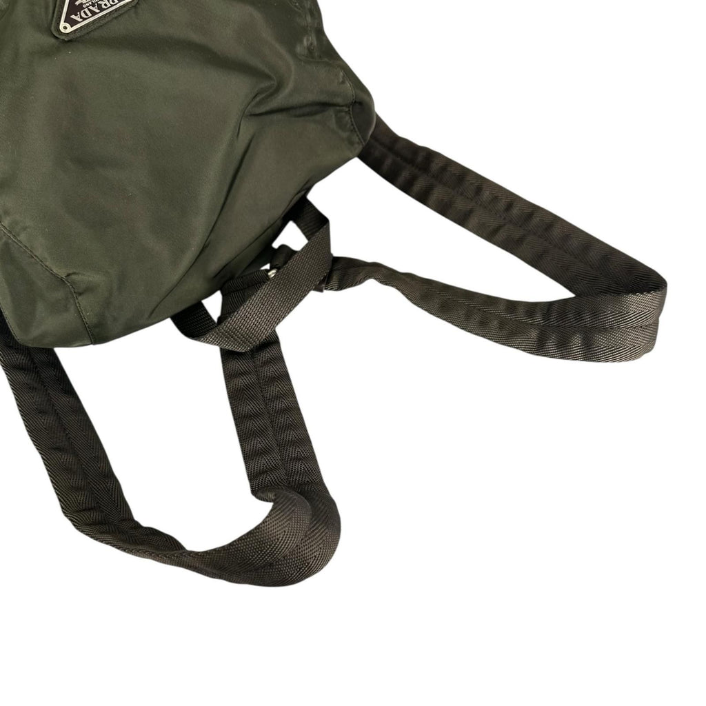 Prada Triangle Logo Backpack Nylon Khaki — view 5
