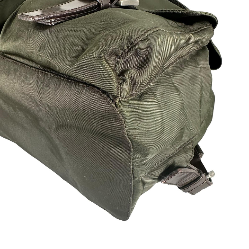 Prada Triangle Logo Backpack Nylon Khaki — view 6