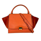 Celine Trapeze Handbag Leather Orange 2-Way