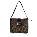 Fendi Zucca Pattern Shoulder Bag Canvas Brown