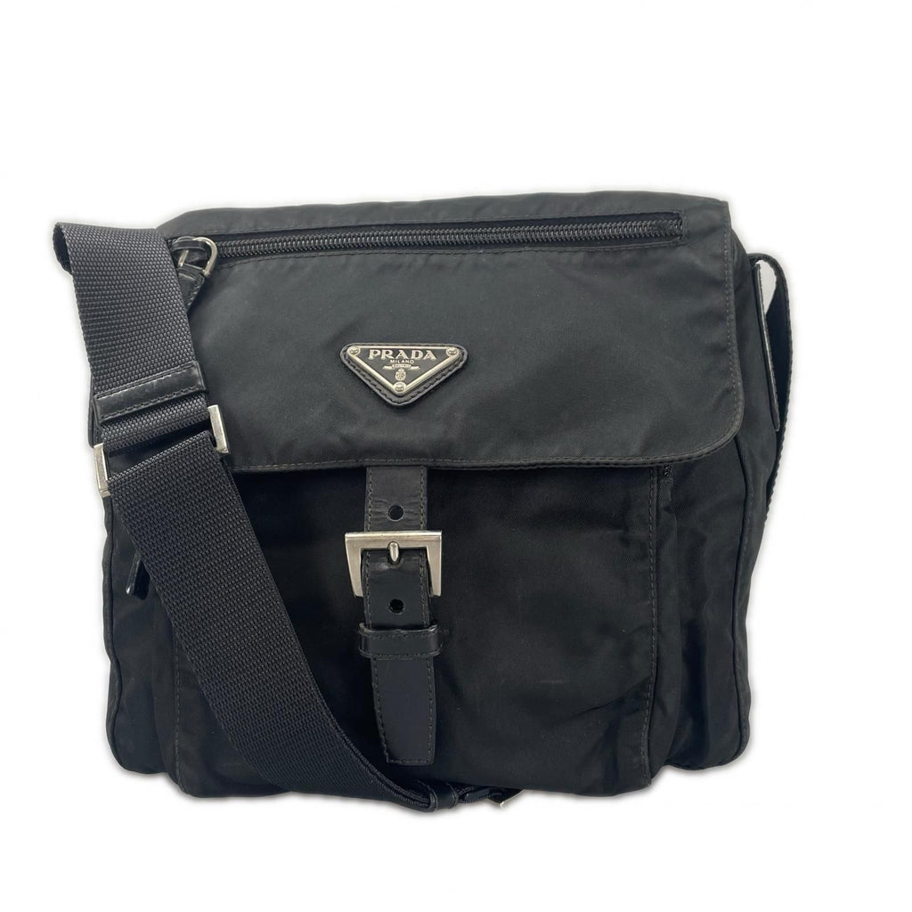 Prada Triangle Logo Shoulder Bag Nylon Black
