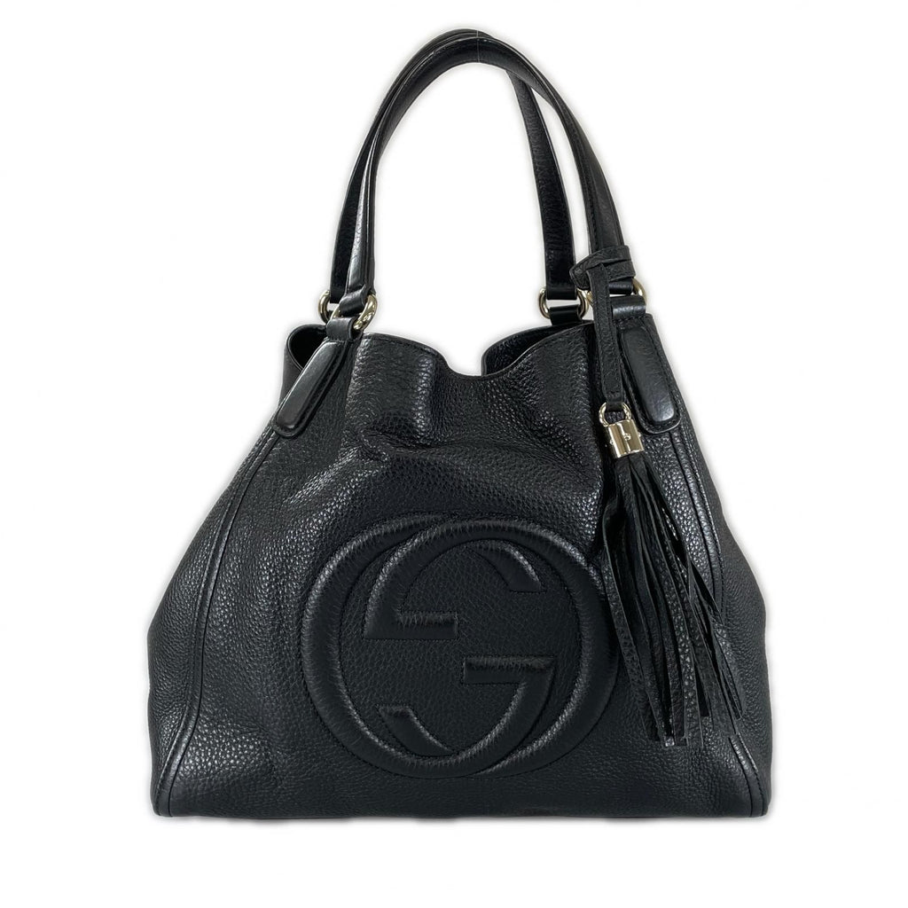 Gucci Soho Tassel Tote Bag Leather Black