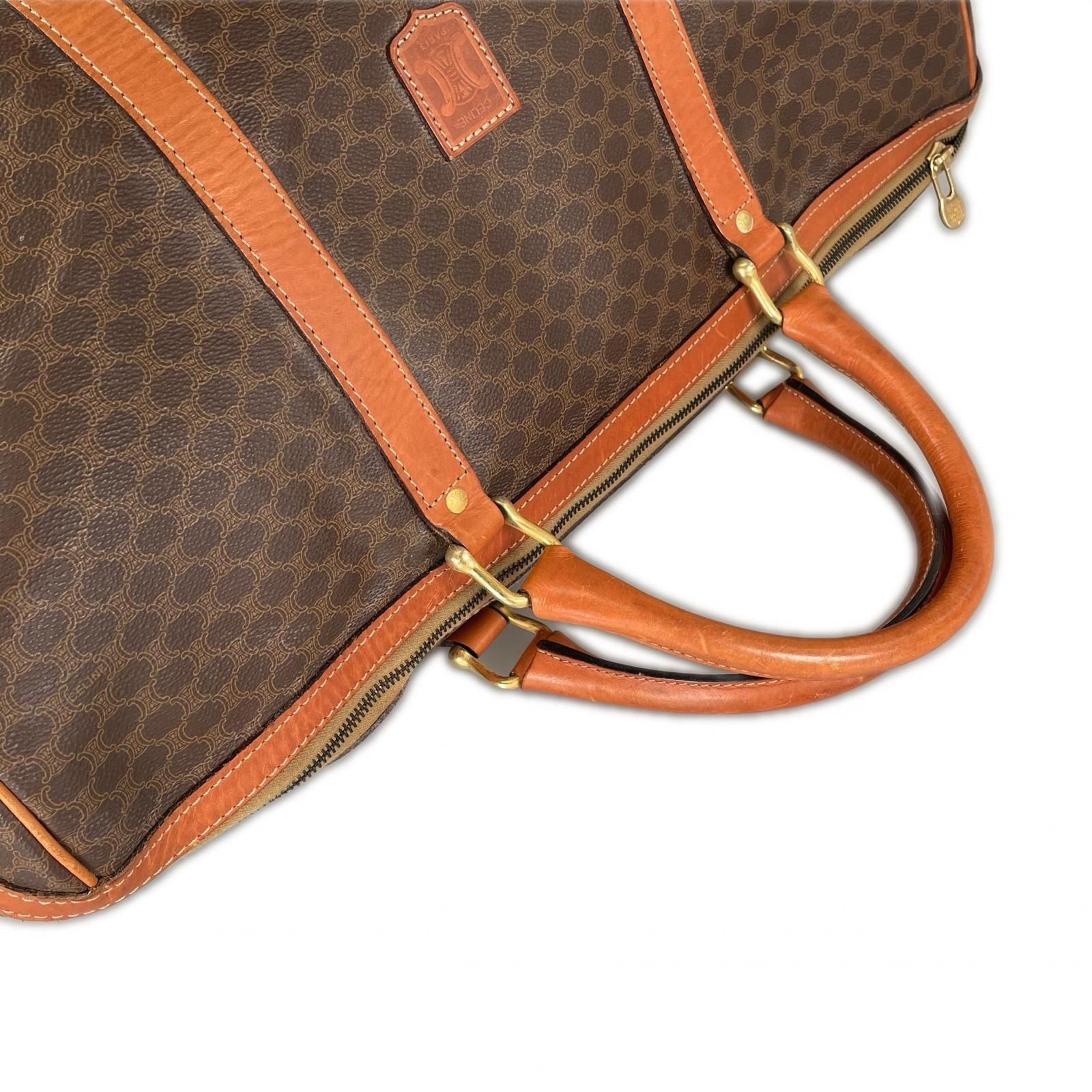 Celine Macadam Bandouliere Boston Bag Leather Brown — view 4