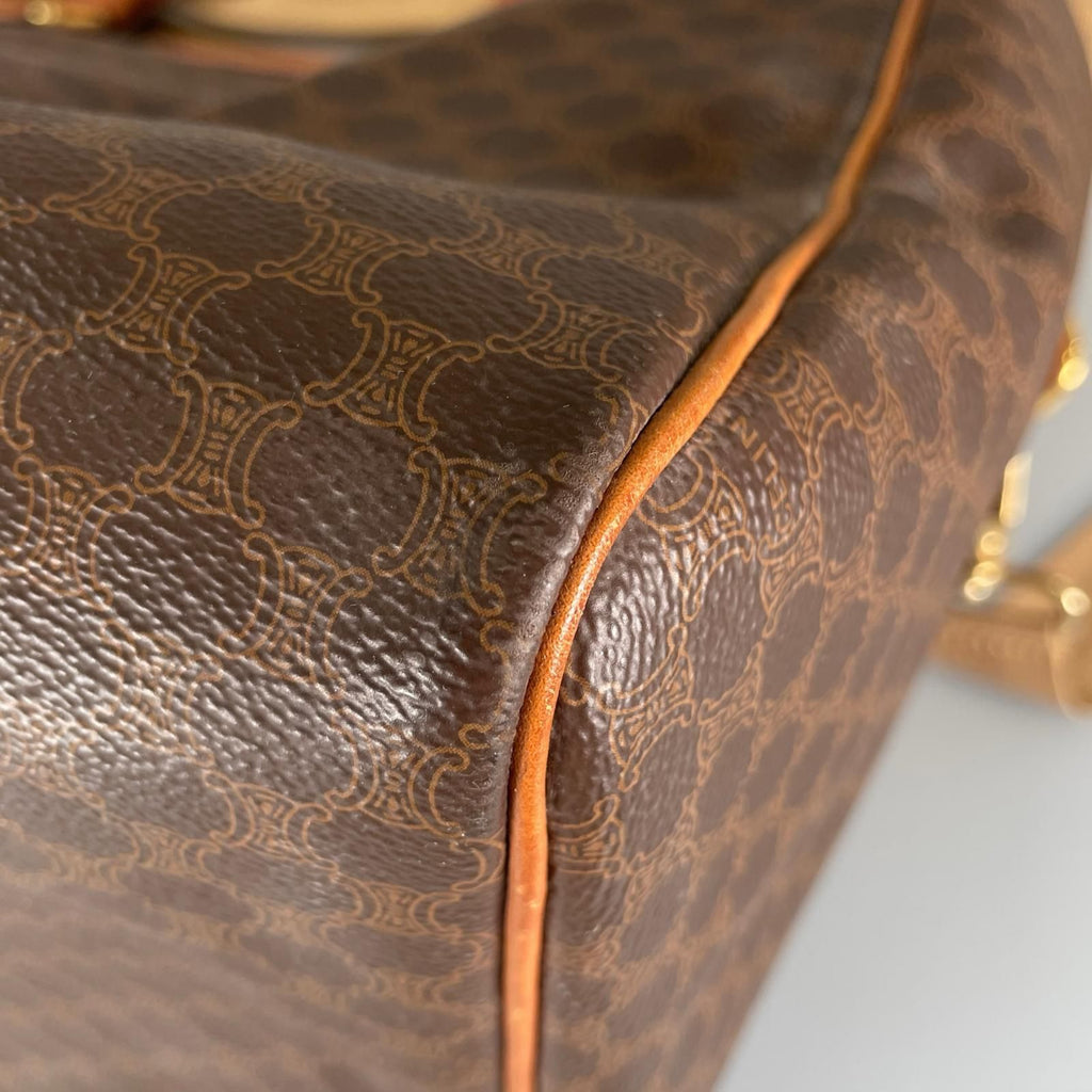 Celine Macadam Bandouliere Boston Bag Leather Brown — view 8