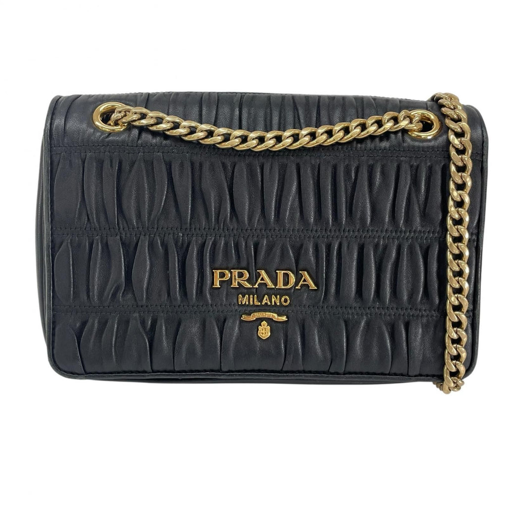 Prada Shoulder Bag Leather Black