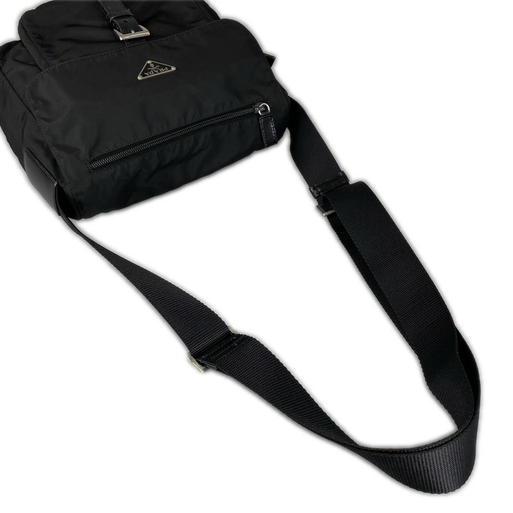 Prada Triangle Logo Shoulder Bag Nylon Black — view 4