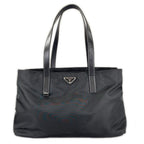 Prada Triangle Logo Tote Bag Nylon Black