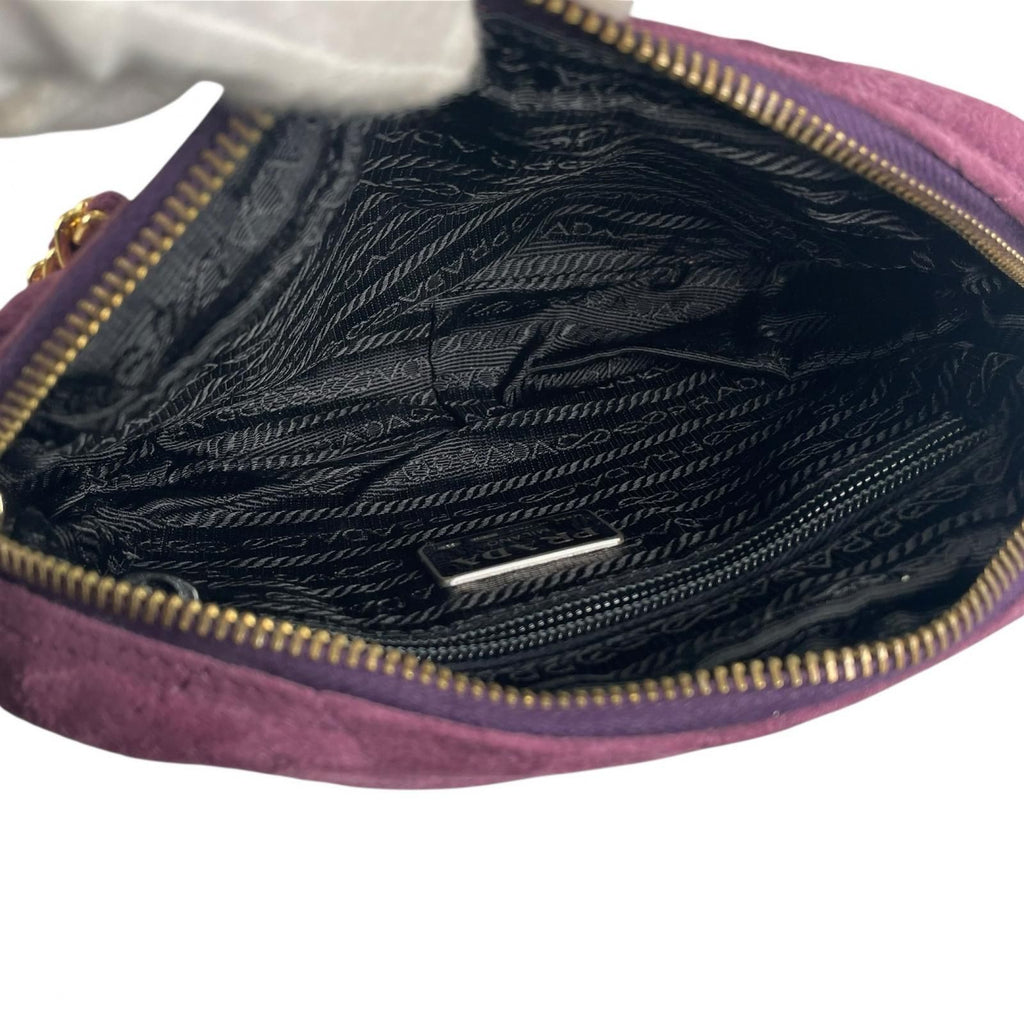 Prada Triangle Logo Shoulder Bag Suede Purple — view 7