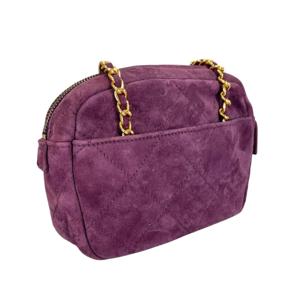 Prada Triangle Logo Shoulder Bag Suede Purple — view 3