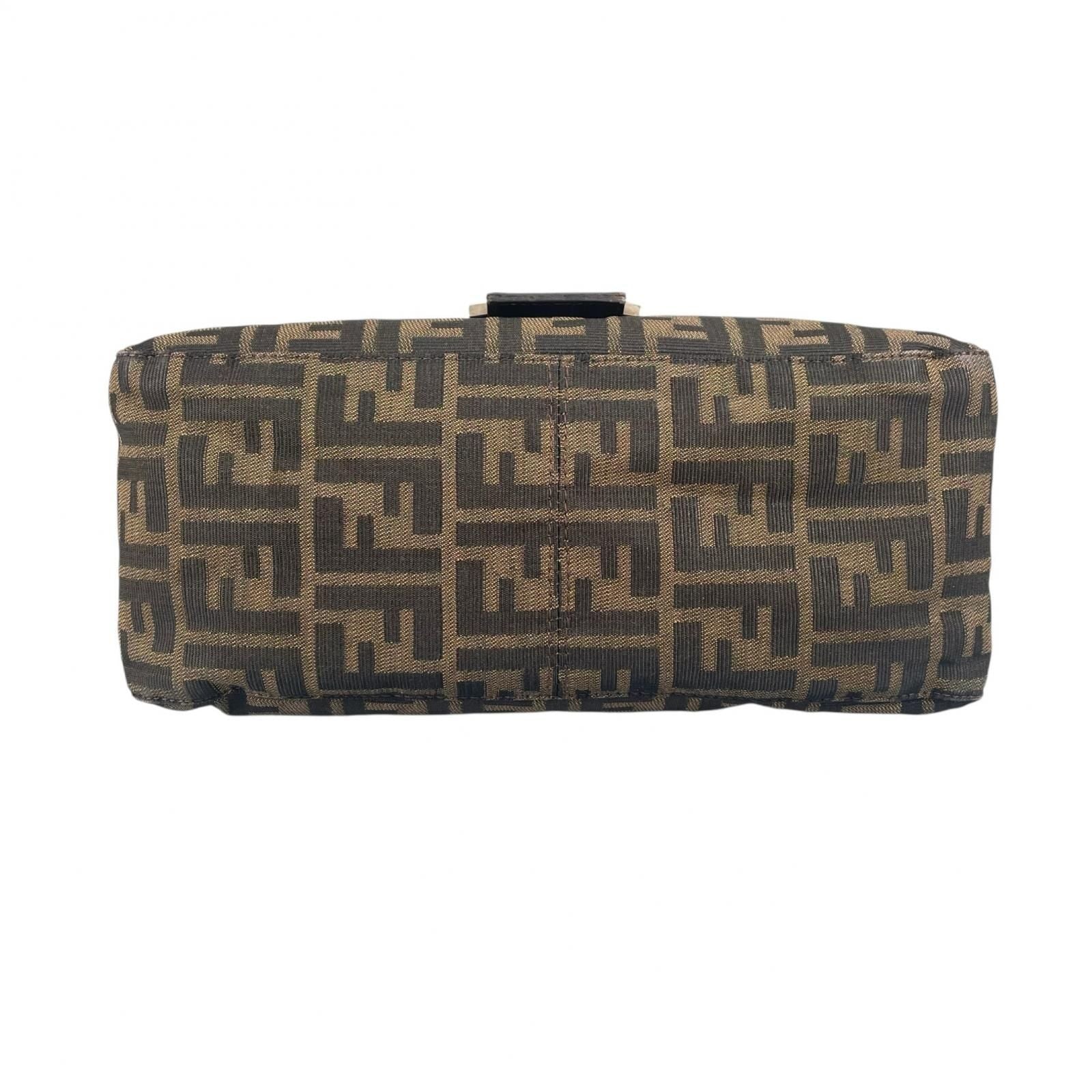 Fendi Mamma Baguette Handbag Canvas Leather Brown — view 4