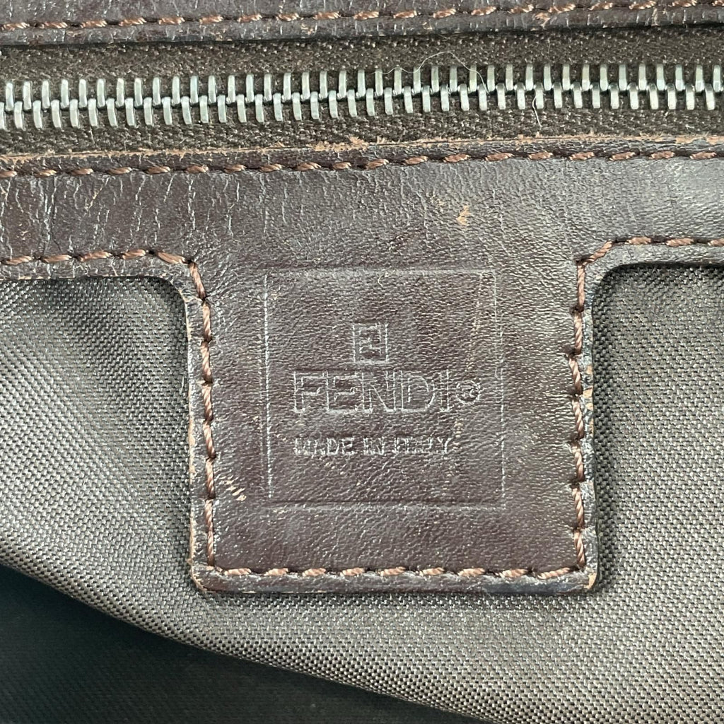 Fendi Mamma Baguette Handbag Canvas Leather Brown — view 6